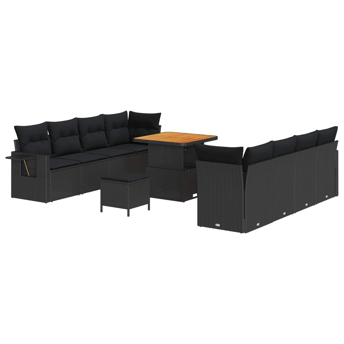 Sjedeća garnitura za vrt Crna poliratan 80 x 80 x 71 cm
