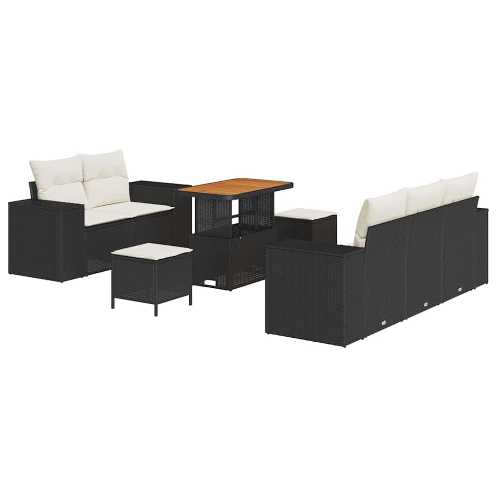 Sjedeća garnitura za vrt 8 pcs Crna i Krema Poli Ratan