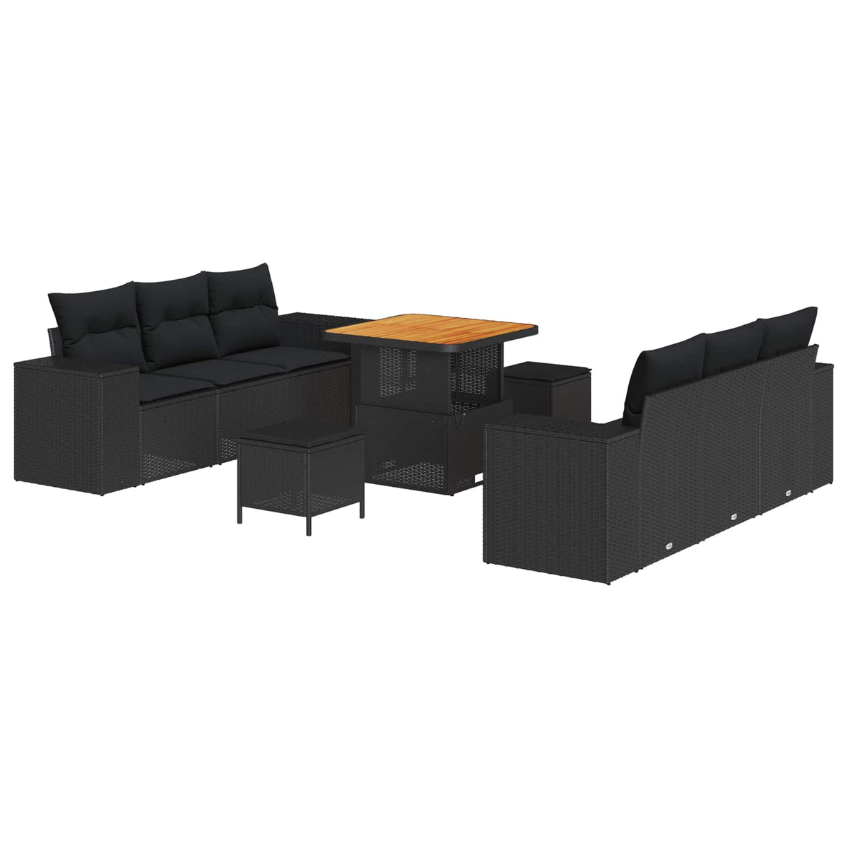Sjedeća garnitura za vrt Crna 221 x 204 x 85 cm Poli Ratan