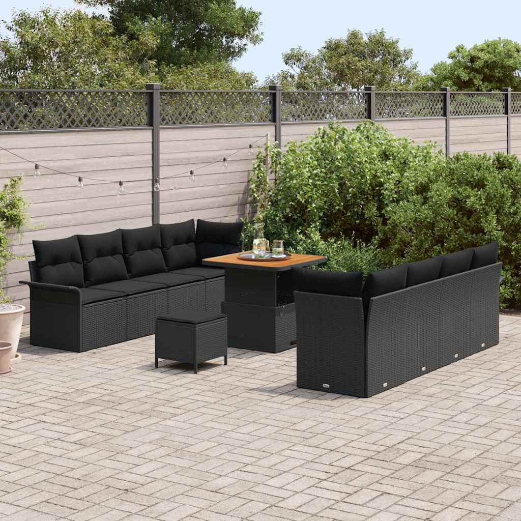 Sjedeća garnitura za vrt s jastukom Crna 80 x 80 x 71 cm