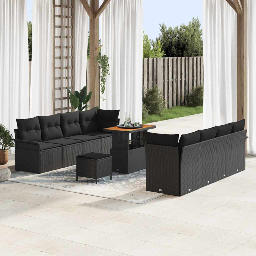 Sjedeća garnitura za vrt s jastukom Crna 90 x 55 x 71 cm