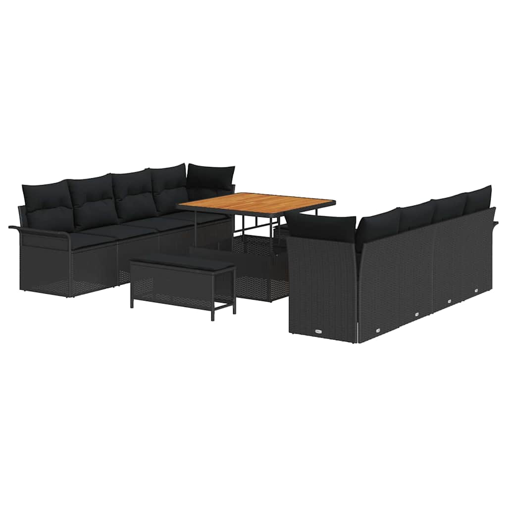 Sjedeća garnitura za vrt s jastukom Crna 100 x 100 x 71 cm