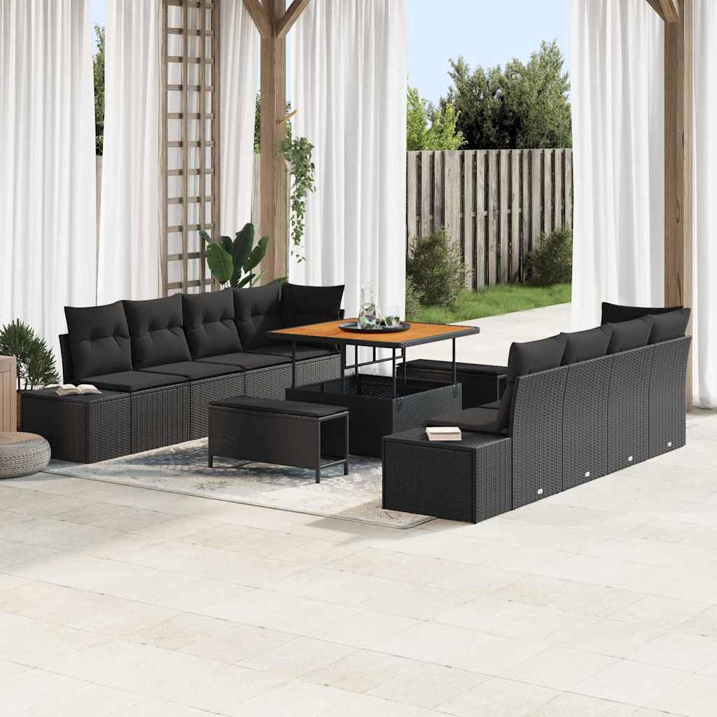 Sjedeća garnitura za vrt Crna 100 x 100 x 71 cm Poli ratan