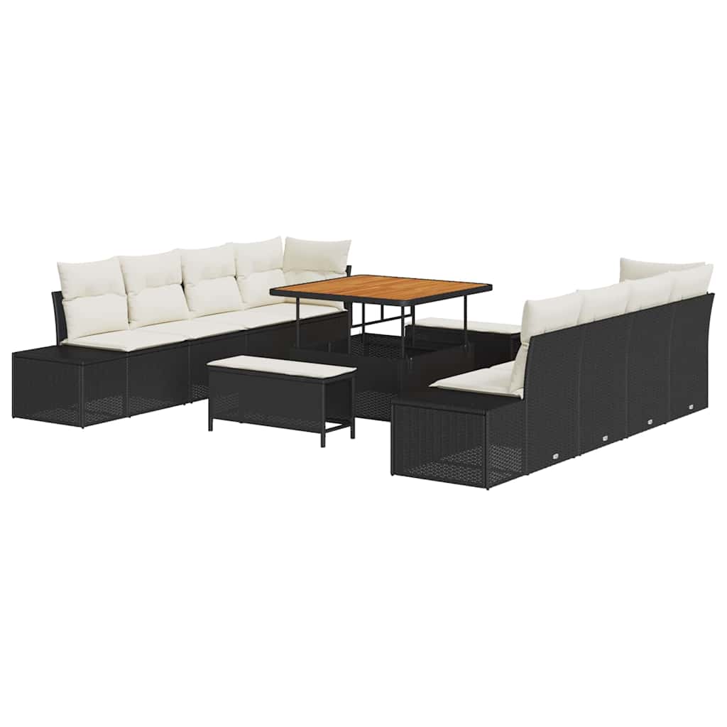 Sjedeća garnitura za vrt Crna 264 x 62 x 85 cm Poli ratan