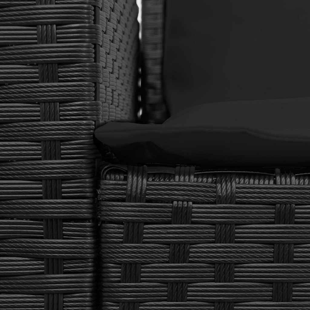 Vrtna sofa od poliratana s jastucima crna