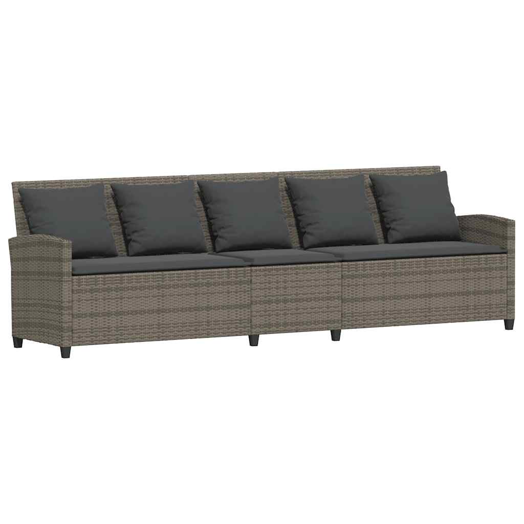 Vrtna sofa s jastucima siva od poliratana