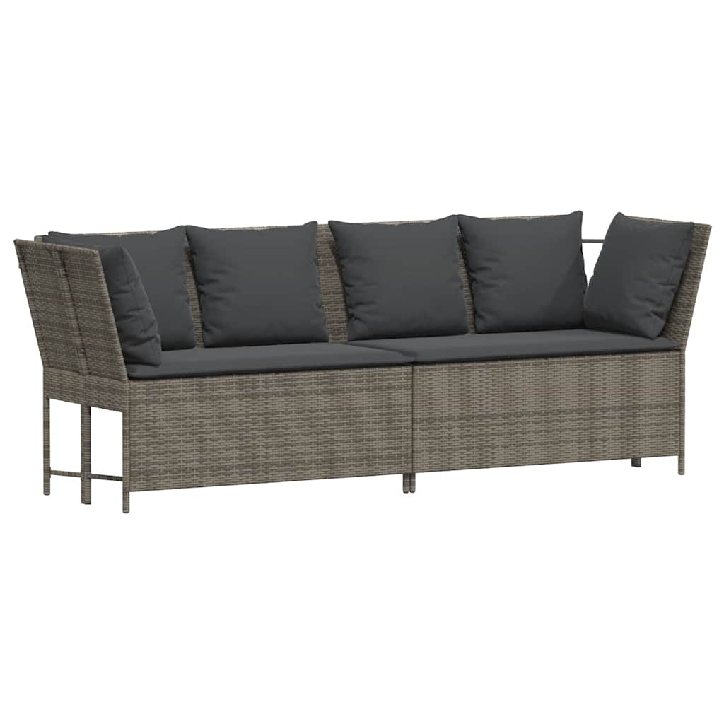 4-dijelni set vrtnih sofa od poliratana s jastucima sivi
