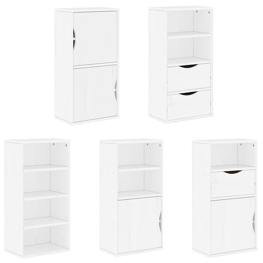 Bočni ormarići 5 kom ODDA bijeli 40x24x79 cm puno drvo bor