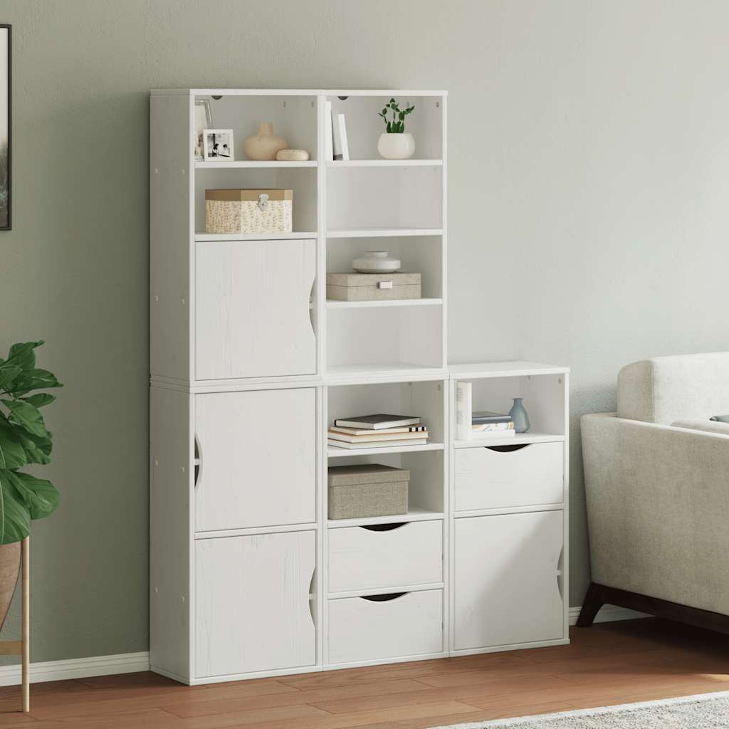 Bočni ormarići 5 kom ODDA bijeli 40x24x79 cm puno drvo bor