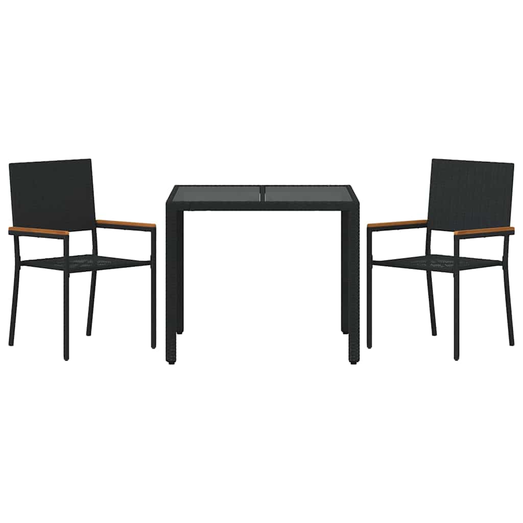 Vrtni set za objed 3 pcs Crna poliratan