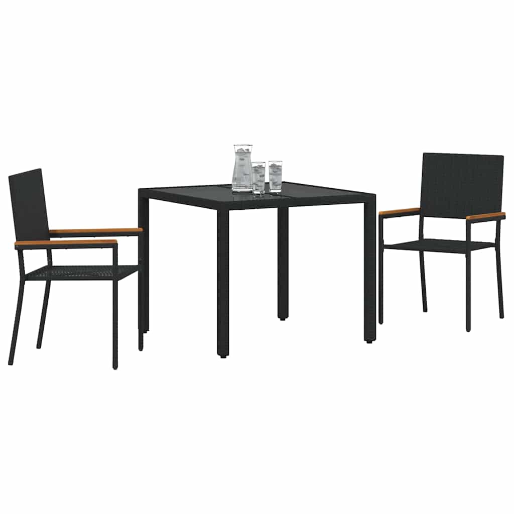 Vrtni set za objed 3 pcs Crna poliratan