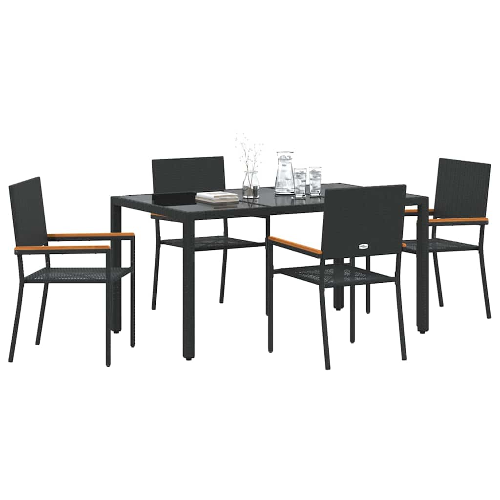 Vrtni set za objed 5 pcs Crna poliratan