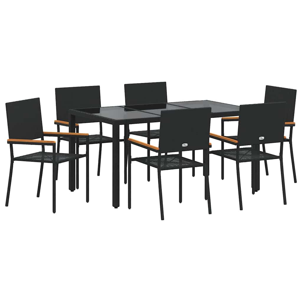 Vrtni set za objed 7 pcs Crna poliratan
