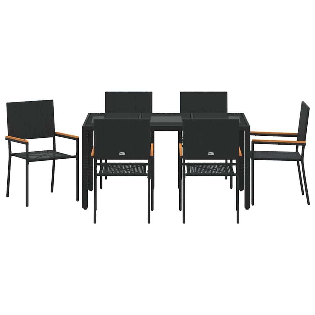 Vrtni set za objed 7 pcs Crna poliratan