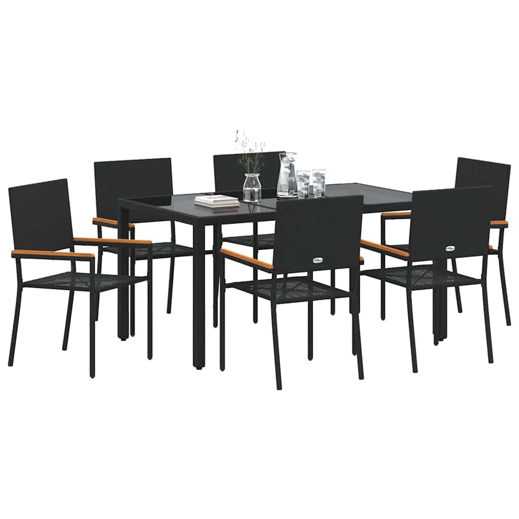 Vrtni set za objed 7 pcs Crna poliratan