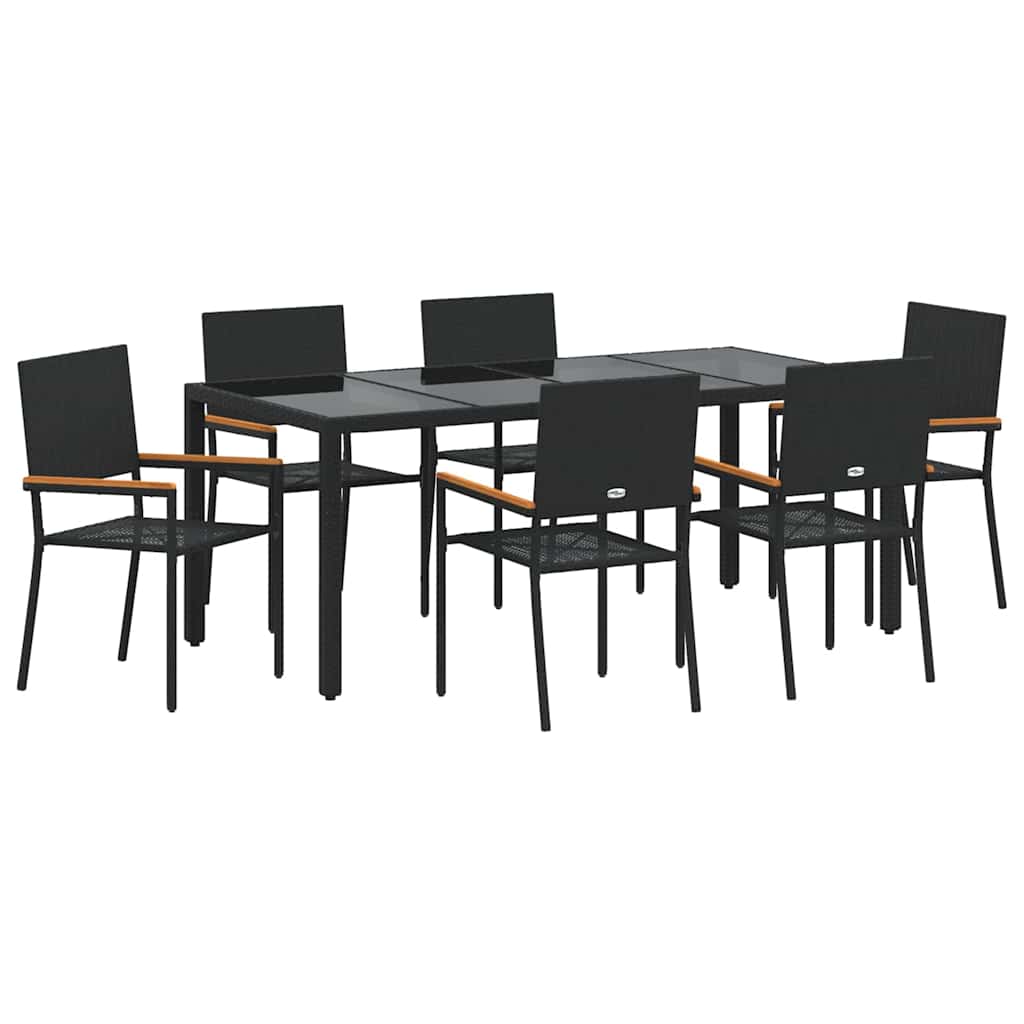 Vrtni set za objed 7 pcs Crna poliratan