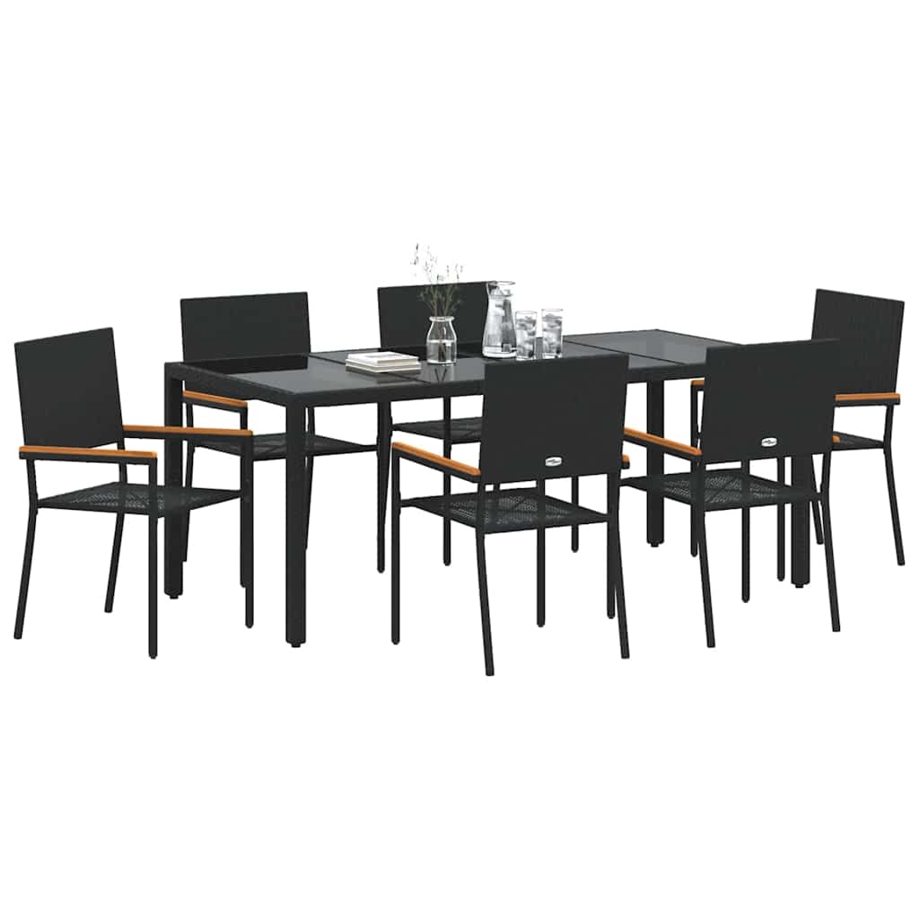 Vrtni set za objed 7 pcs Crna poliratan