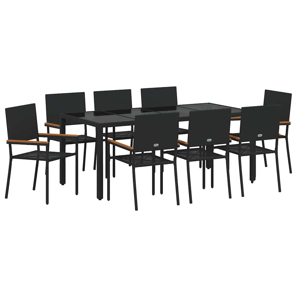 Vrtni set za objed 9 pcs Crna poliratan