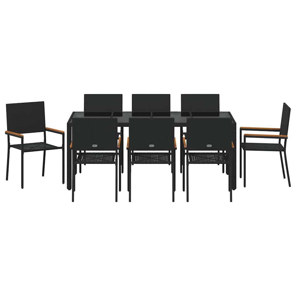 Vrtni set za objed 9 pcs Crna poliratan