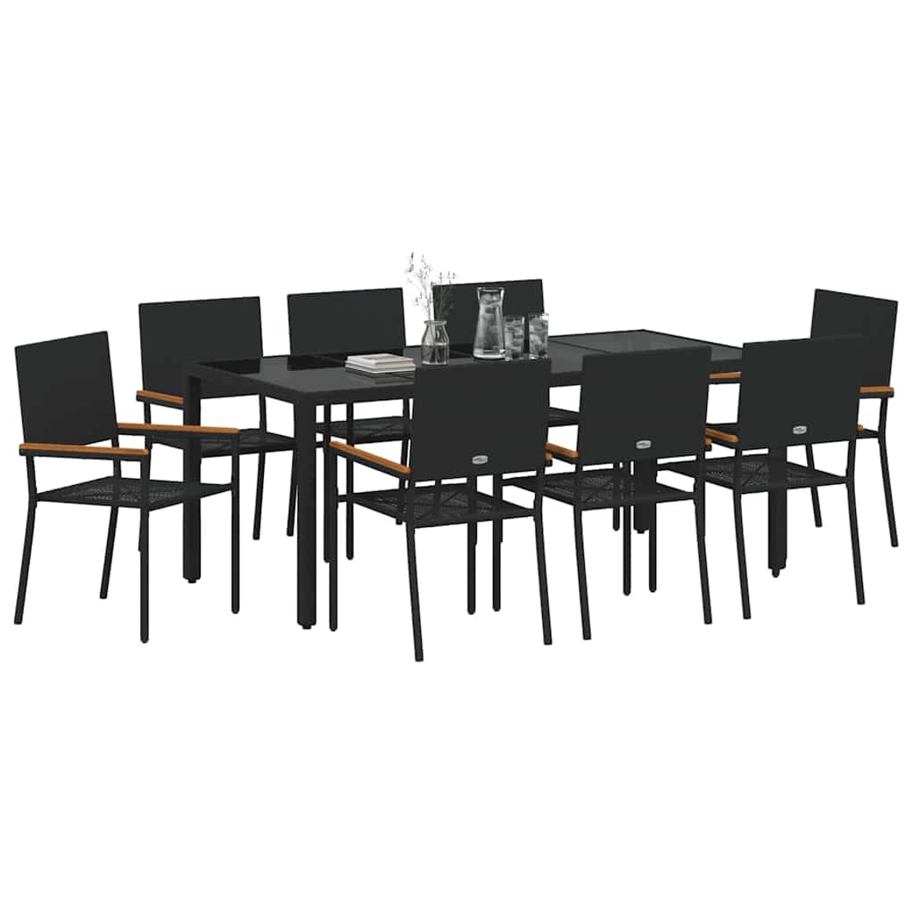 Vrtni set za objed 9 pcs Crna poliratan