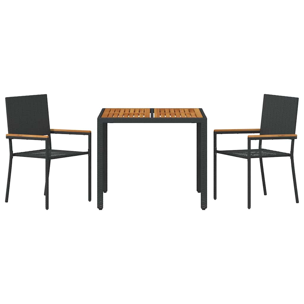 Vrtni set za objed 3 pcs Crna poliratan