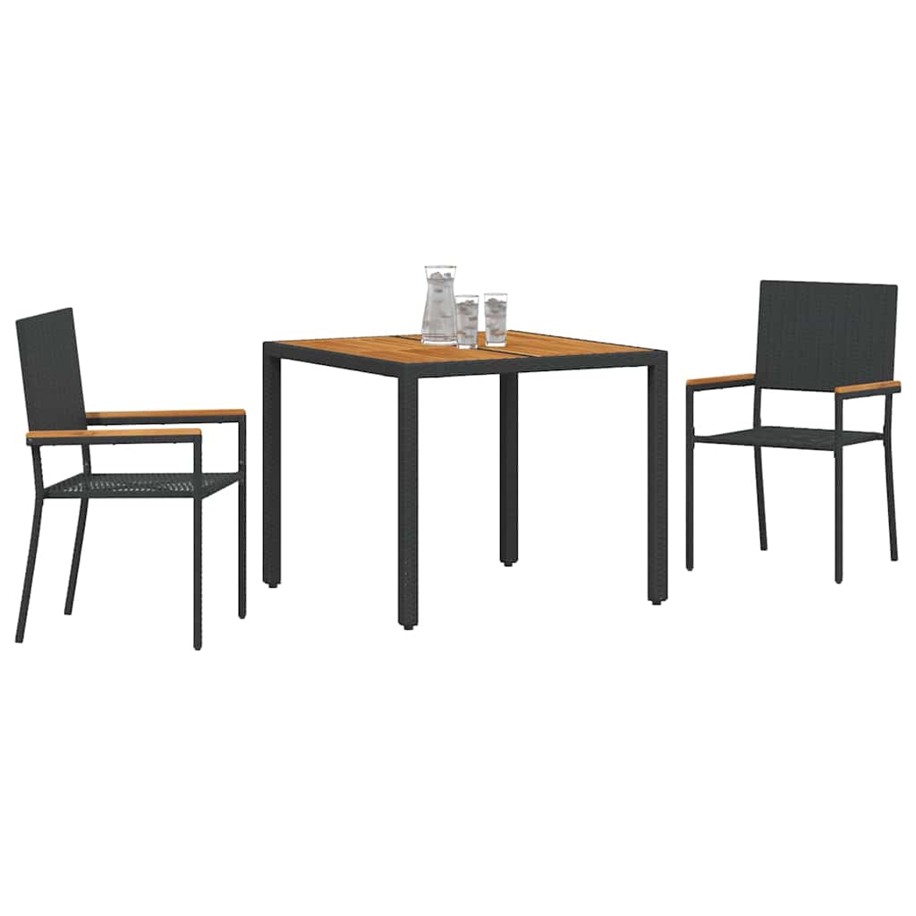 Vrtni set za objed 3 pcs Crna poliratan