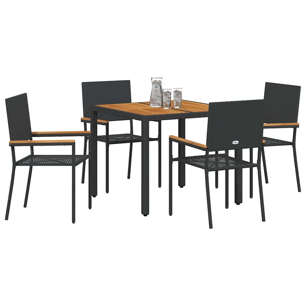 Vrtni set za objed 5 pcs Crna poliratan