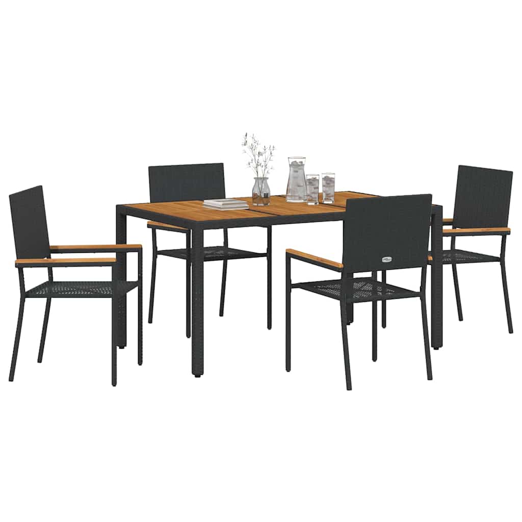 Vrtni set za objed 5 pcs Crna poliratan