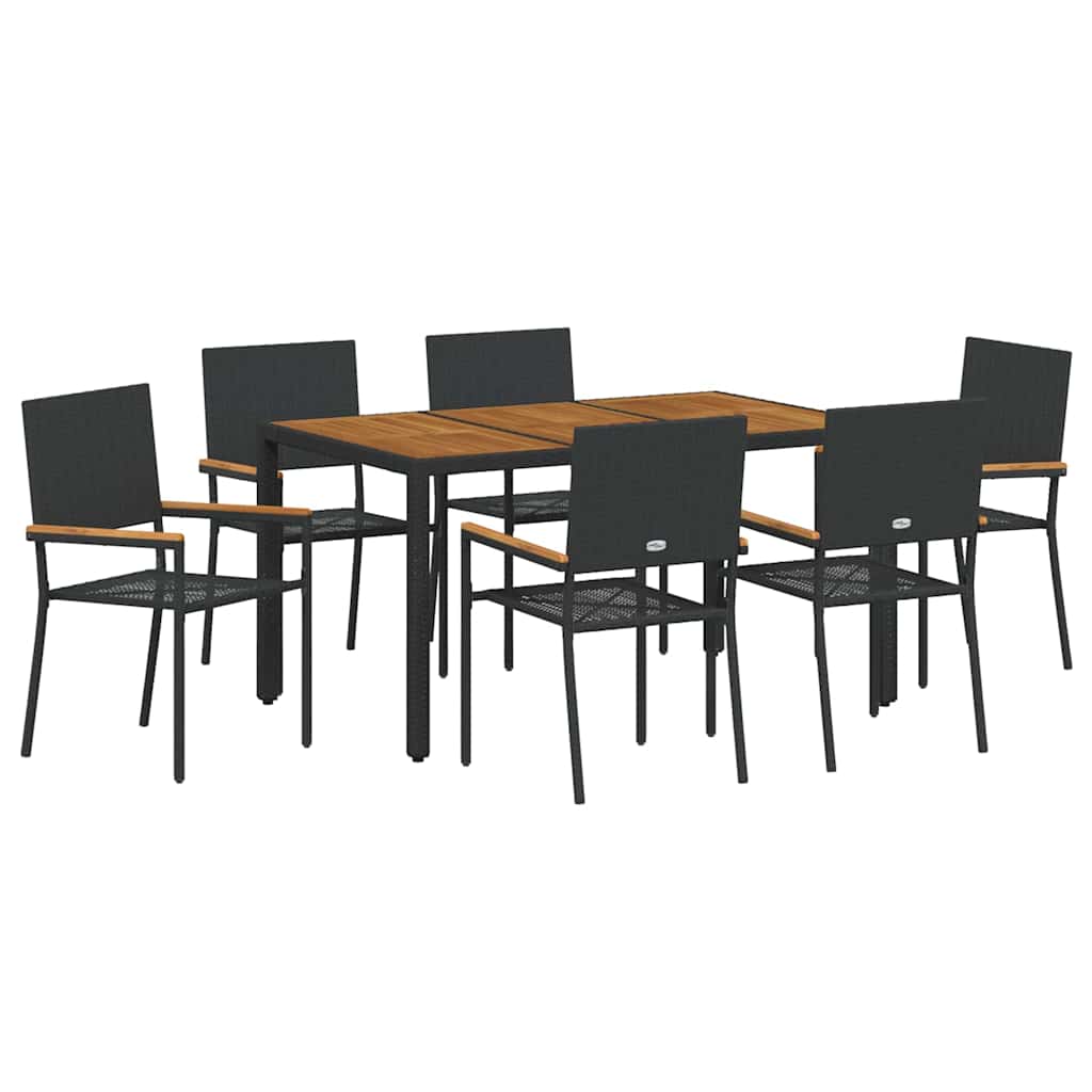 Vrtni set za objed 7 pcs Crna poliratan