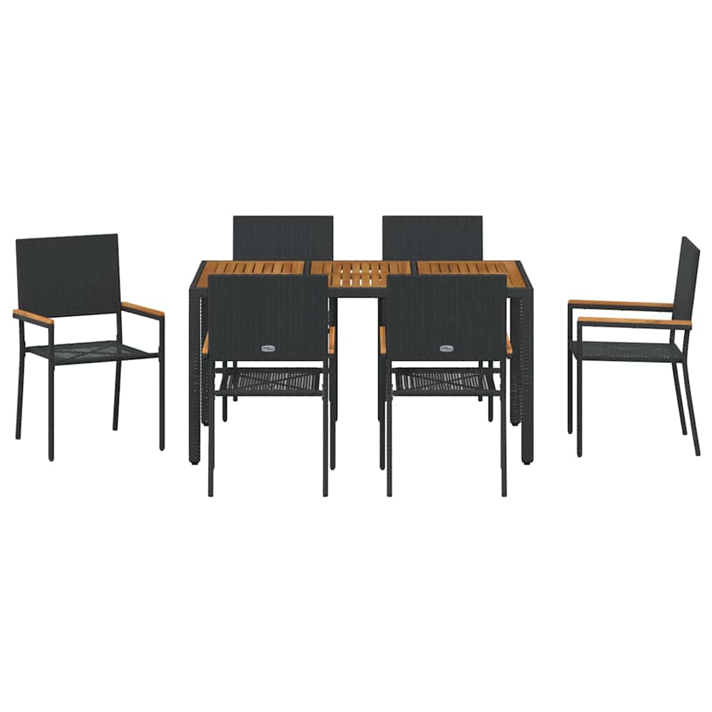Vrtni set za objed 7 pcs Crna poliratan