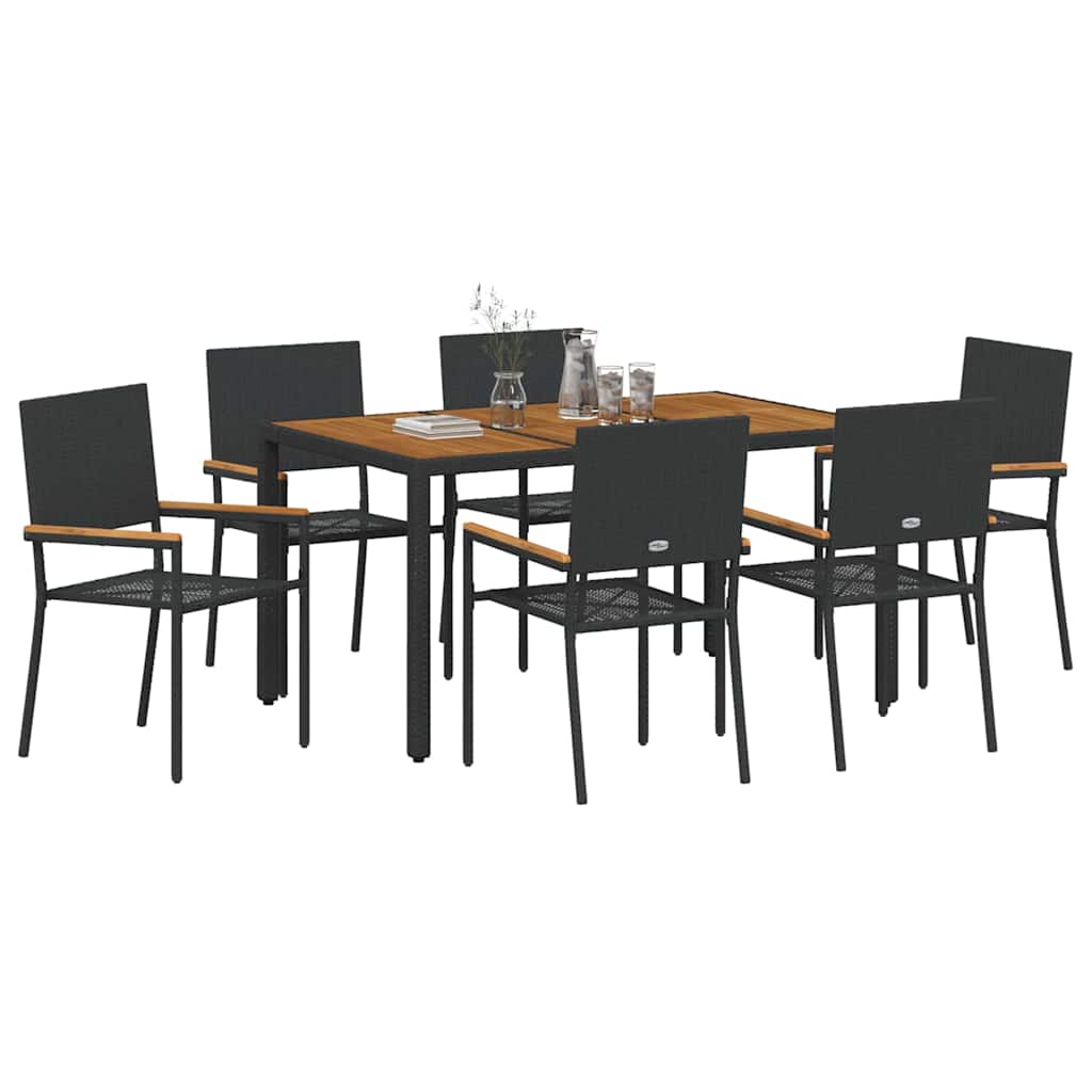 Vrtni set za objed 7 pcs Crna poliratan