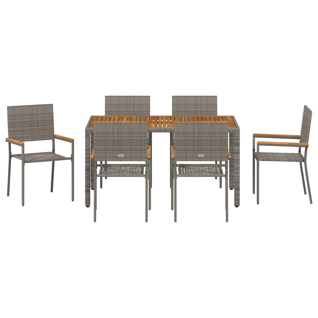 Vrtni set za objed 7 pcs Siva poliratan