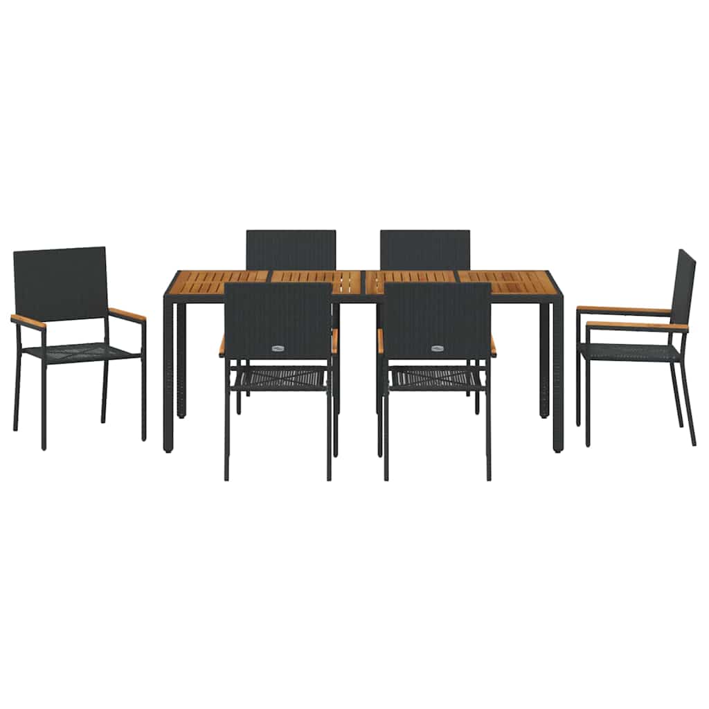 Vrtni set za objed 7 pcs Crna poliratan