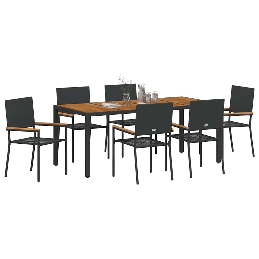 Vrtni set za objed 7 pcs Crna poliratan