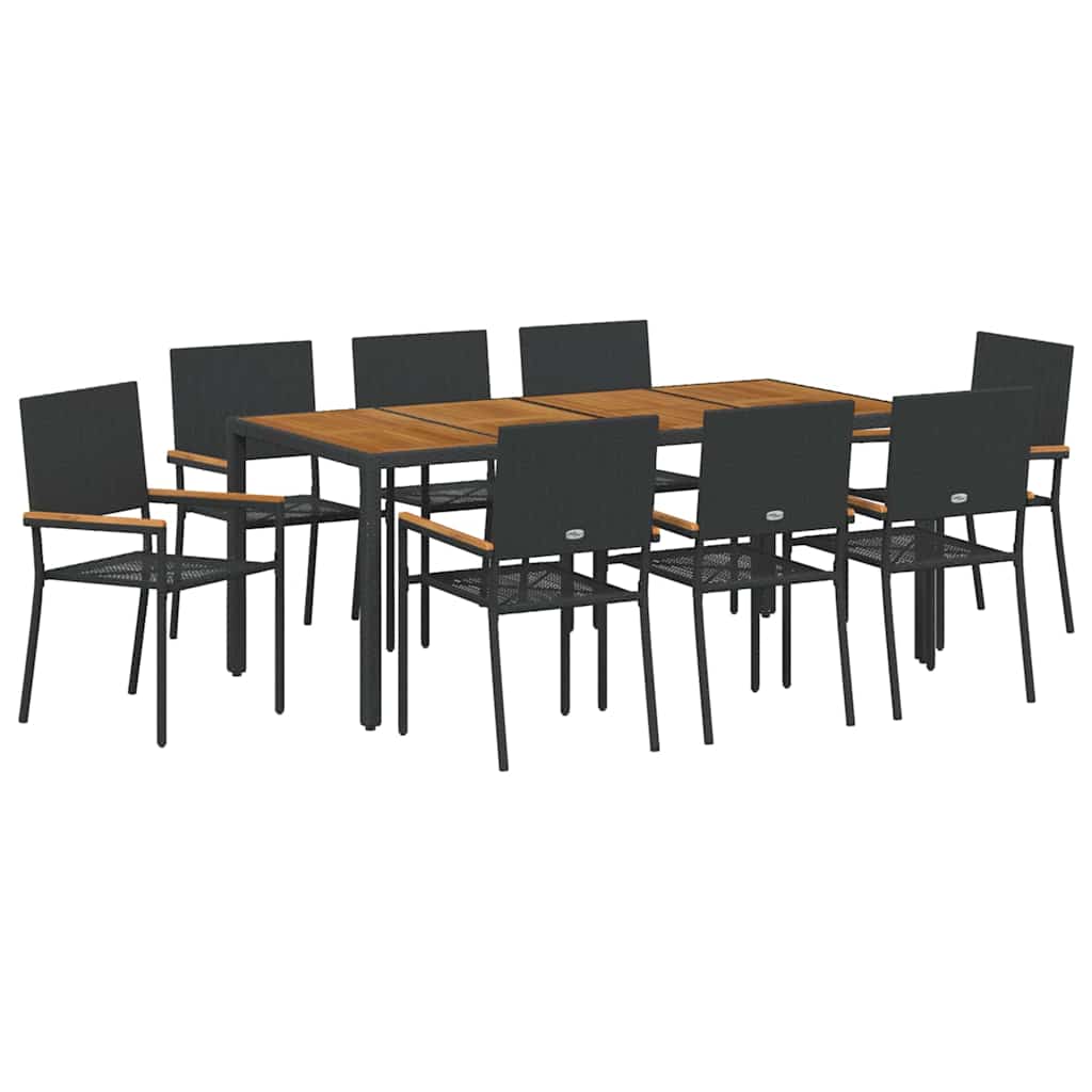 Vrtni set za objed 9 pcs Crna poliratan