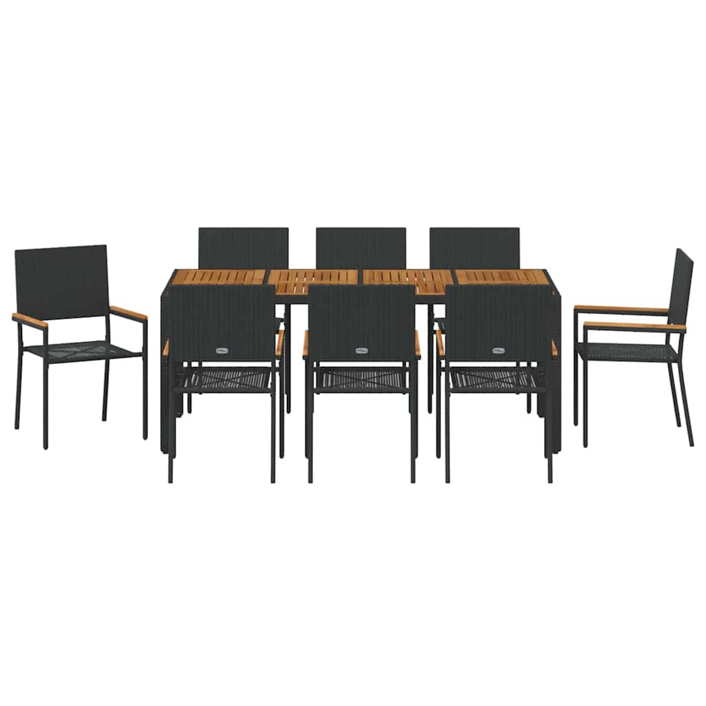 Vrtni set za objed 9 pcs Crna poliratan