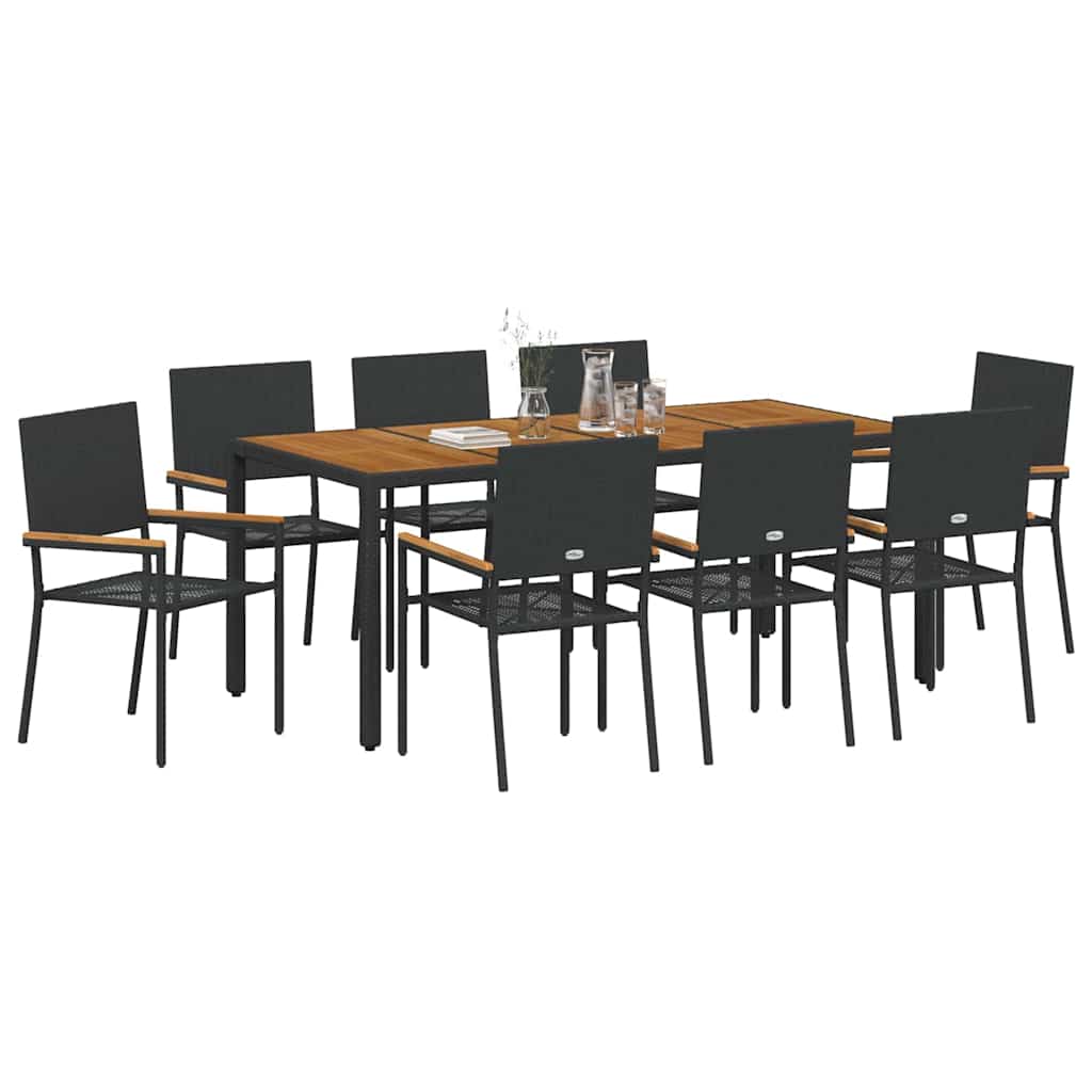 Vrtni set za objed 9 pcs Crna poliratan
