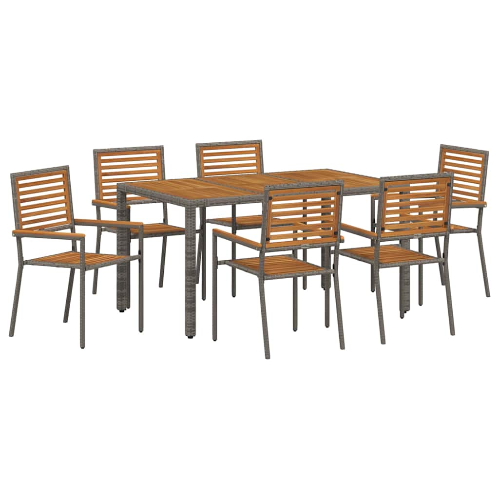 Vrtni set za objed 7 pcs Siva i smeđa poliratan