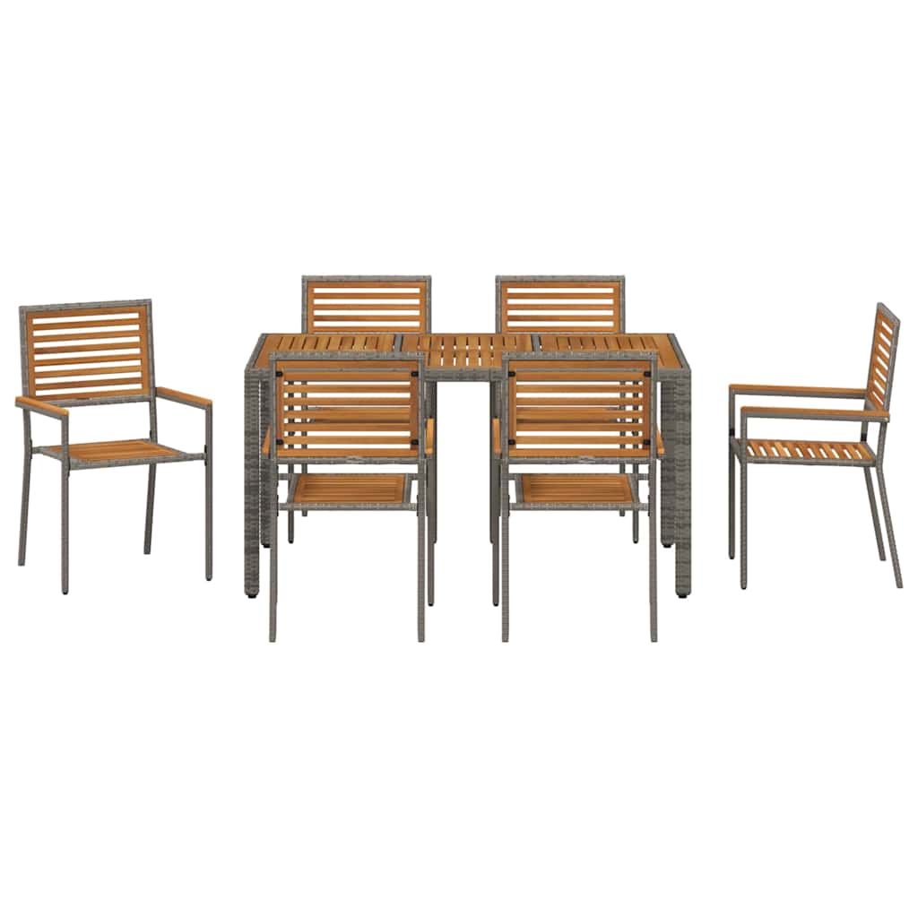 Vrtni set za objed 7 pcs Siva i smeđa poliratan