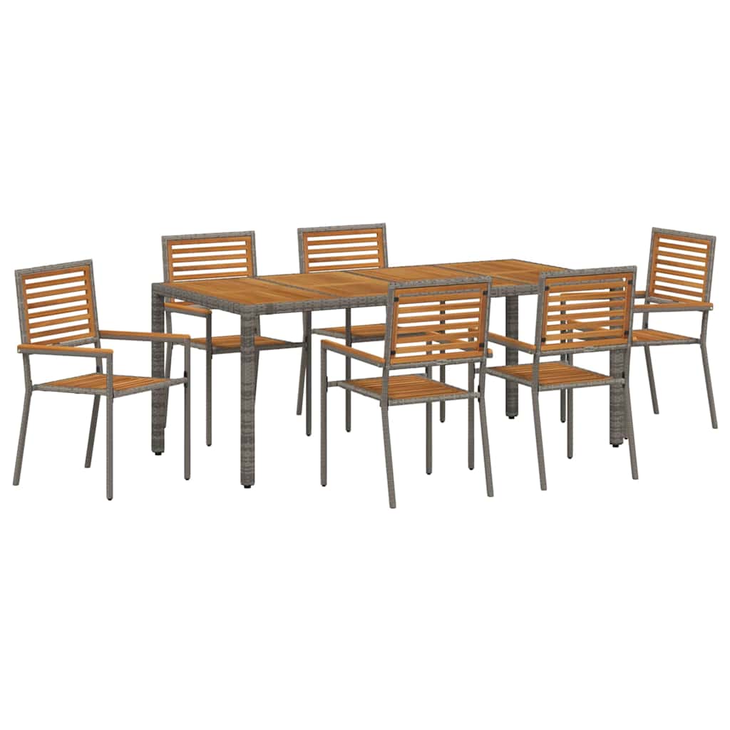 Vrtni set za objed 7 pcs Siva i smeđa poliratan
