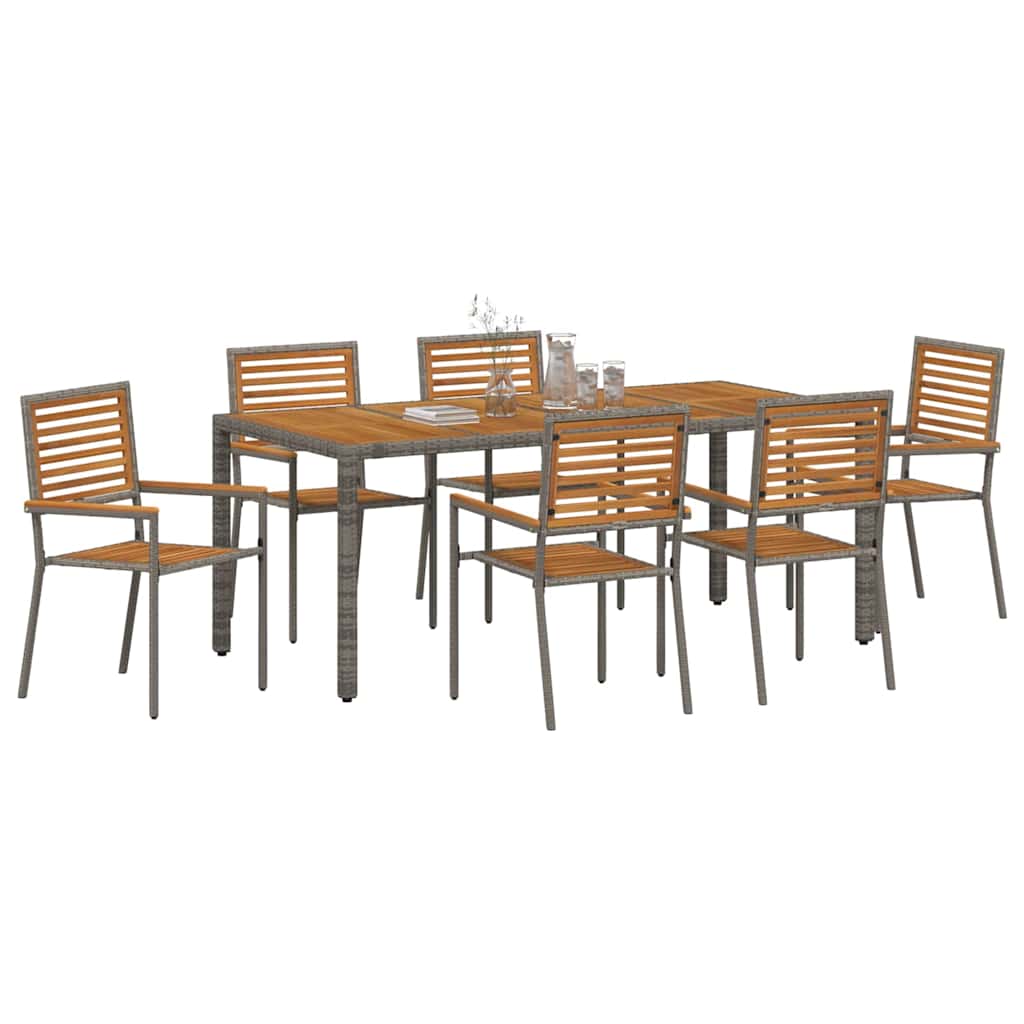 Vrtni set za objed 7 pcs Siva i smeđa poliratan