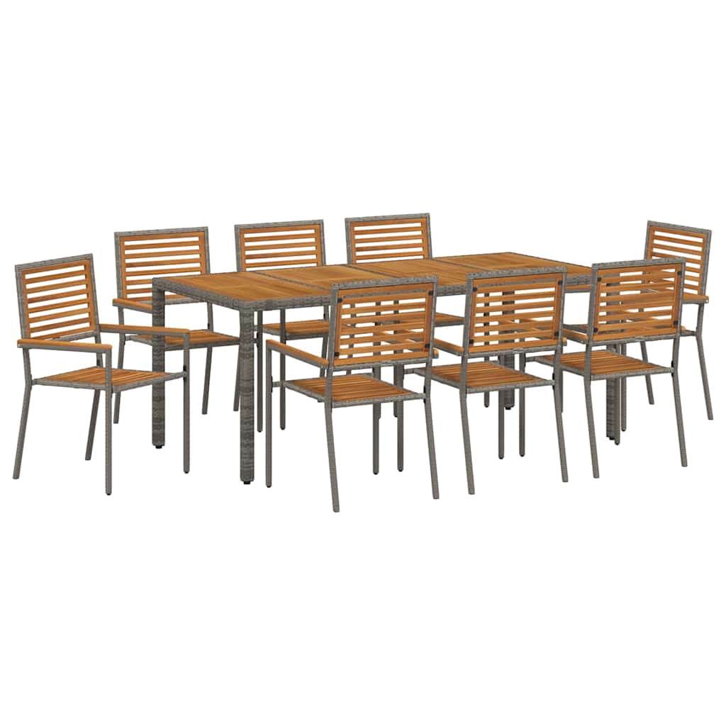 Vrtni set za objed 9 pcs Siva i smeđa poliratan