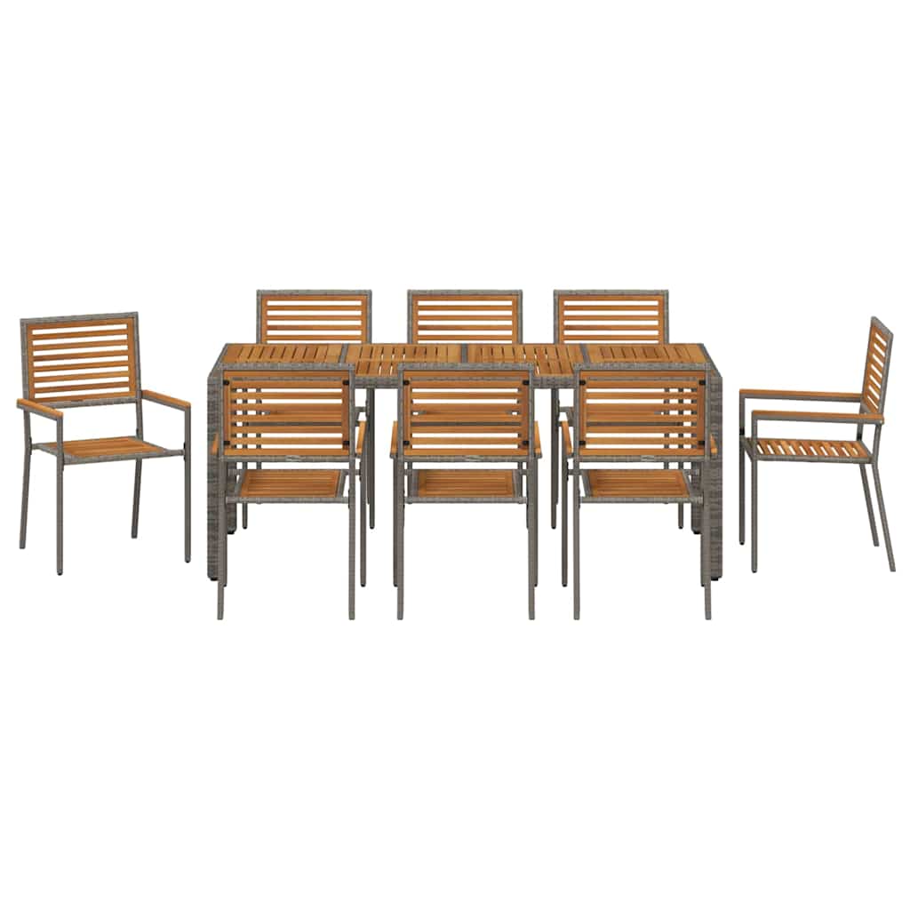 Vrtni set za objed 9 pcs Siva i smeđa poliratan