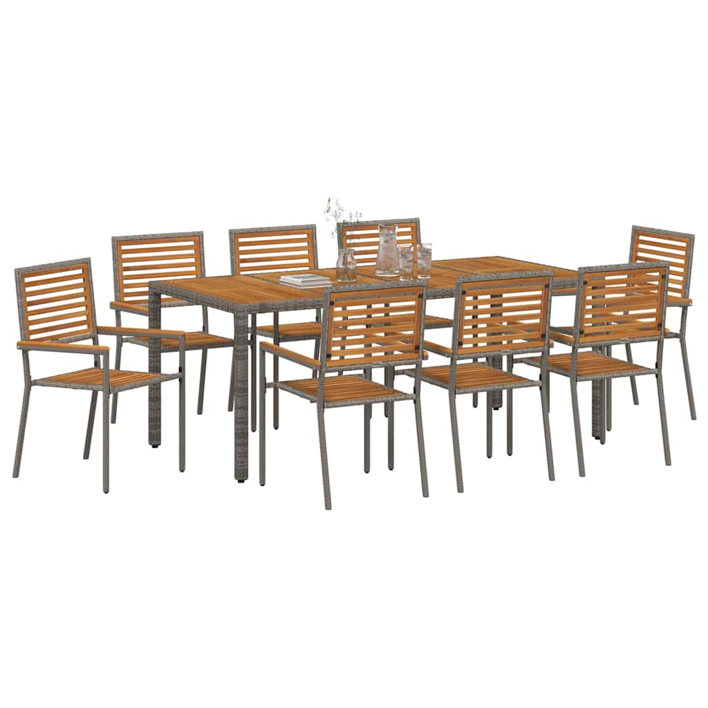 Vrtni set za objed 9 pcs Siva i smeđa poliratan