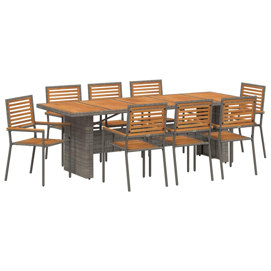 Vrtni set za objed 9 pcs Siva i smeđa poliratan