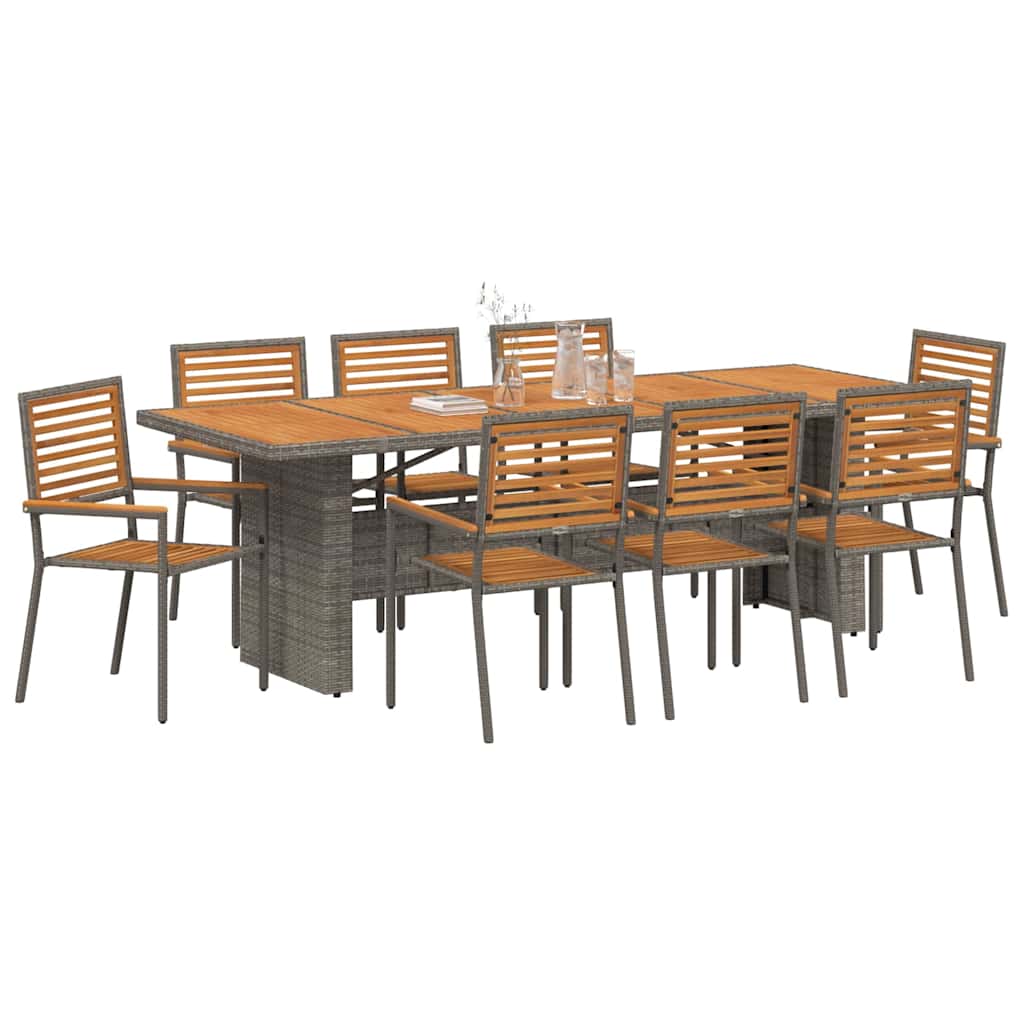 Vrtni set za objed 9 pcs Siva i smeđa poliratan