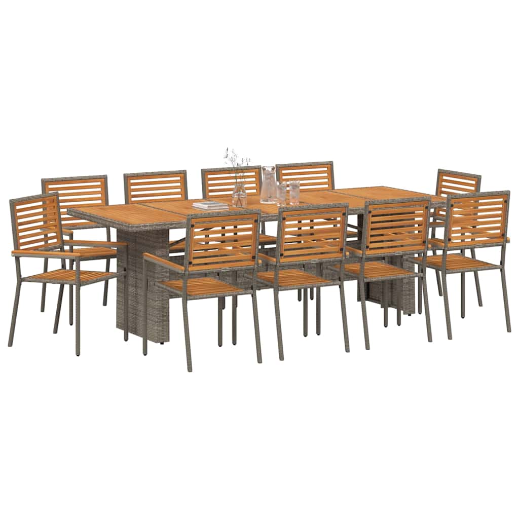 Vrtni set za objed 11 pcs Siva i smeđa poliratan