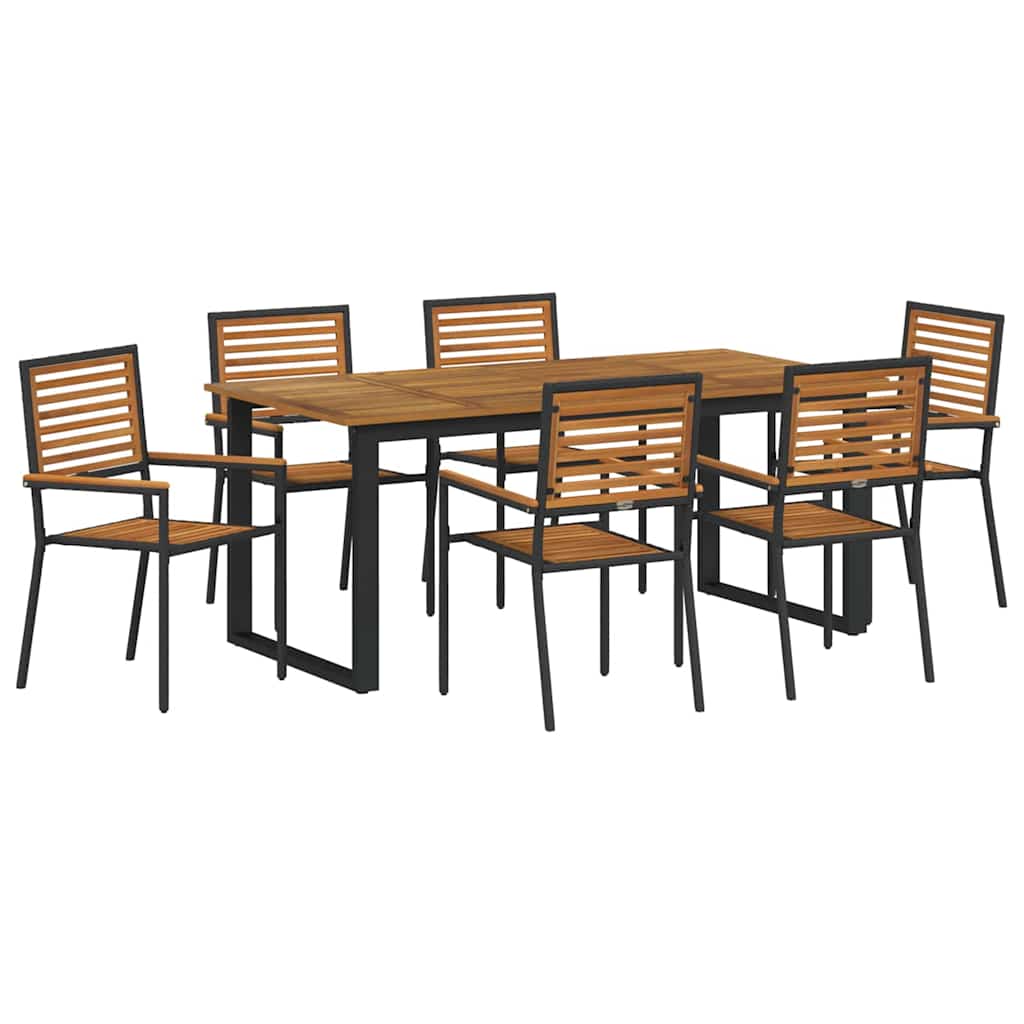 Vrtni set za objed 7 pcs Crna Čvrsto drvo akacije