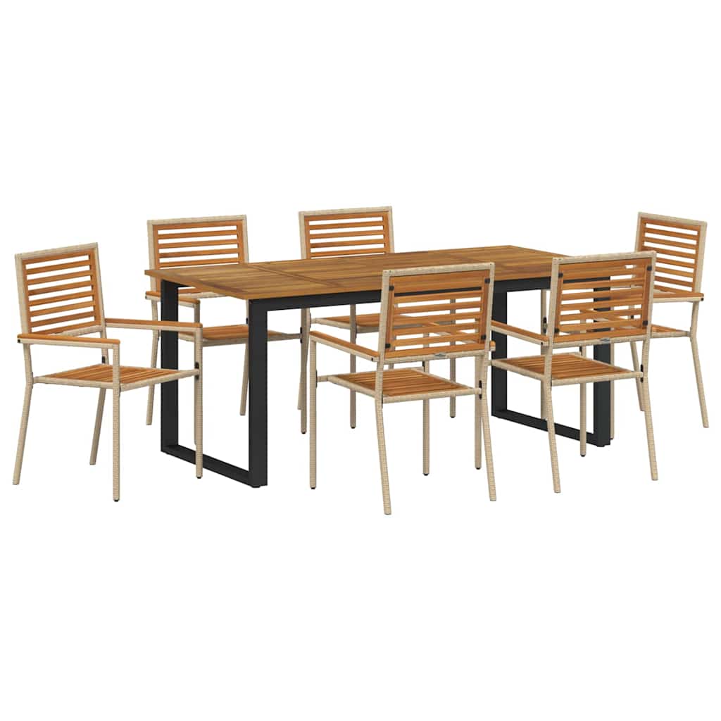 Vrtni set za objed 7 pcs Bež Čvrsto drvo akacije