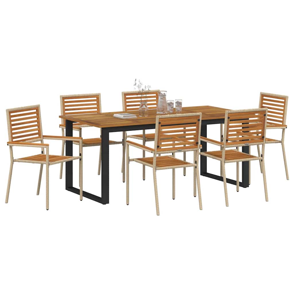 Vrtni set za objed 7 pcs Bež Čvrsto drvo akacije